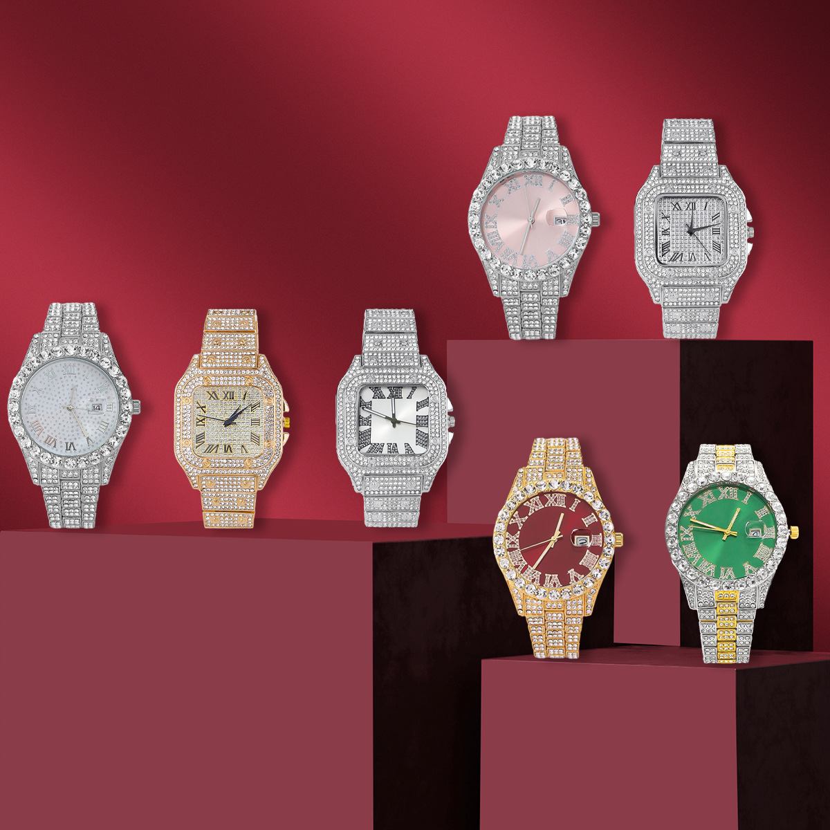Smartwatch Premium Watches For Men - Reloj de cuarzo con diamantes de