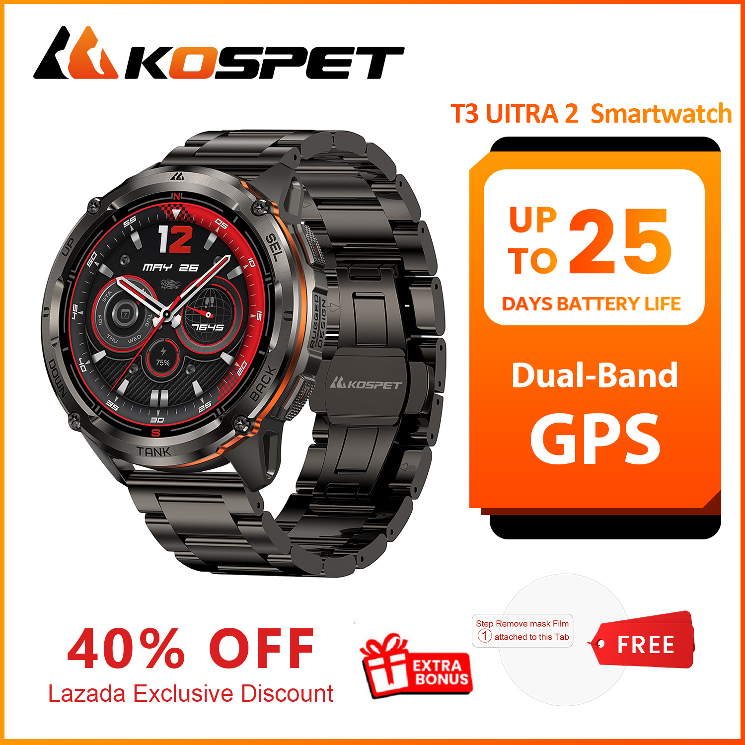 Nuevo Reloj Inteligente KOSPET - Smartwatch Premium Watches For Men reseña y precio